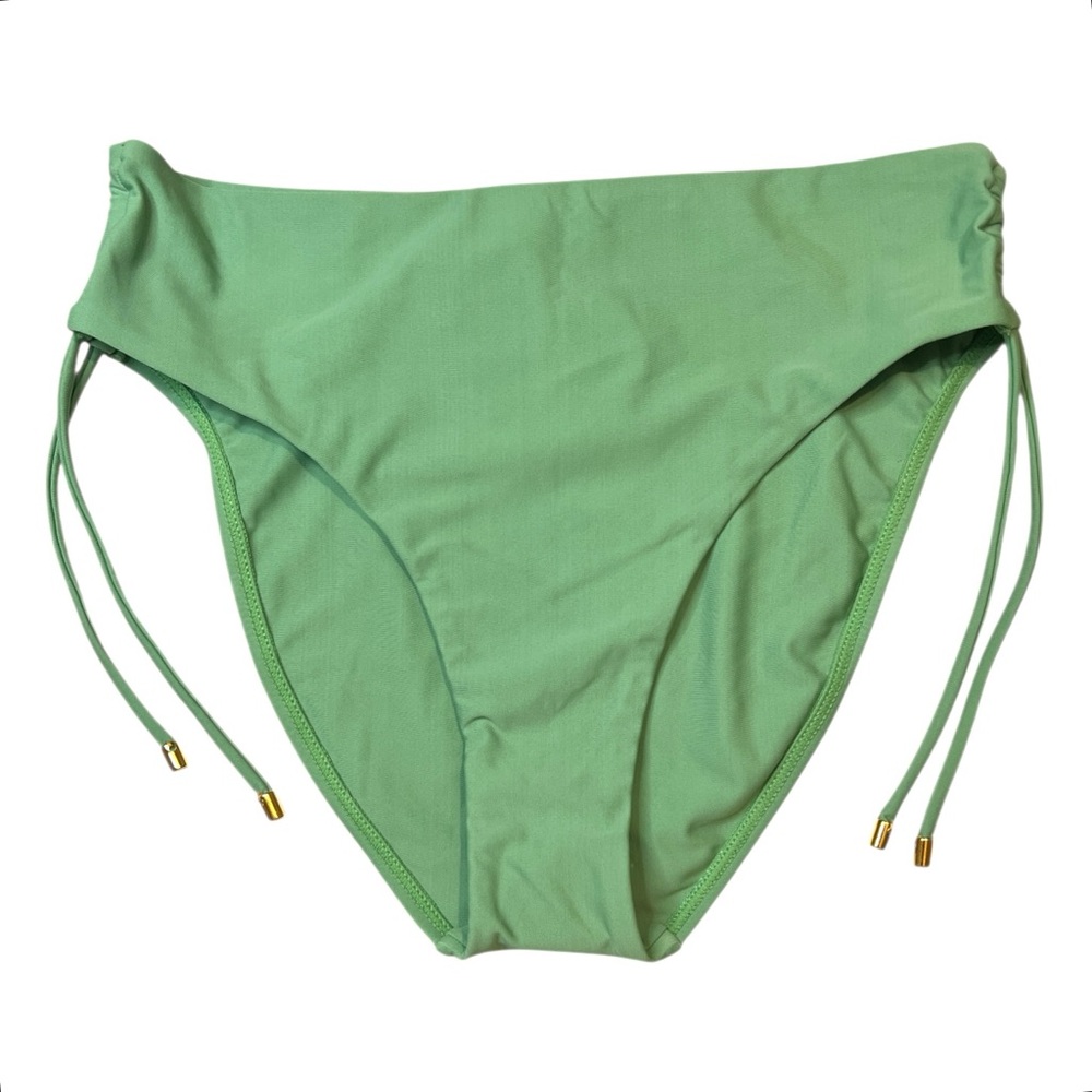 PQ Swim Ruched High Waisted Bottoms, Color Sage/Agave, Size Mediumā